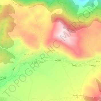 Topografische Karte Zgatar, Höhe, Relief