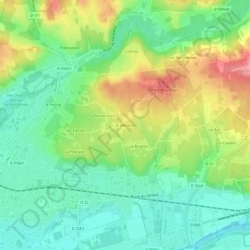 Topografische Karte la Metairie, Höhe, Relief