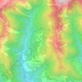 Topografische Karte Azzano, Höhe, Relief
