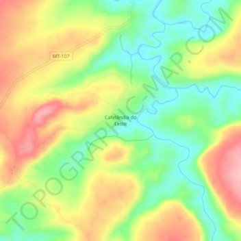 Topografische Karte Cafelândia do Leste, Höhe, Relief