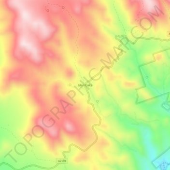 Topografische Karte Glen Oaks, Höhe, Relief