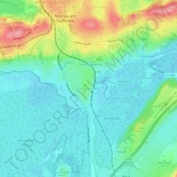 Topografische Karte Hechendorf, Höhe, Relief