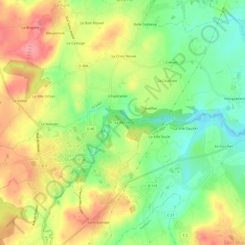 Topografische Karte La Perche, Höhe, Relief