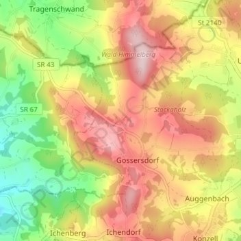 Topografische Karte Hintergrub, Höhe, Relief