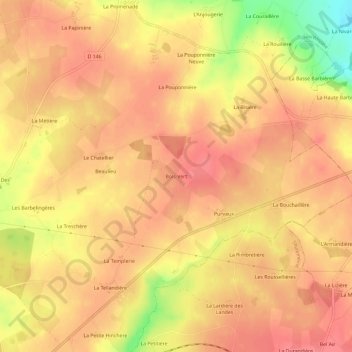 Topografische Karte Bois-Vert, Höhe, Relief