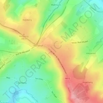 Topografische Karte Berg Clouse, Höhe, Relief