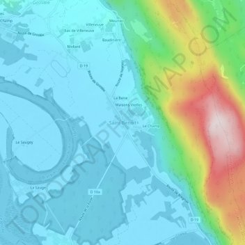 Topografische Karte Saint-Benoît, Höhe, Relief