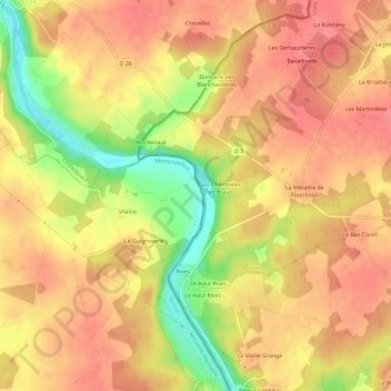 Topografische Karte Braud, Höhe, Relief