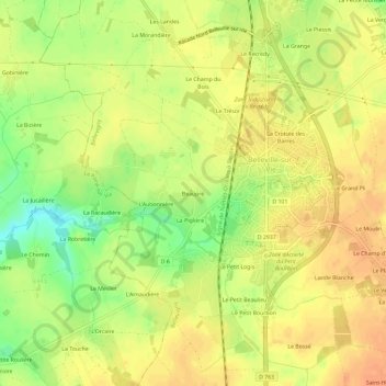 Topografische Karte Beaupré, Höhe, Relief