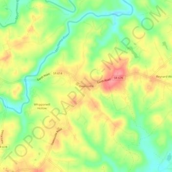Topografische Karte Owensville, Höhe, Relief