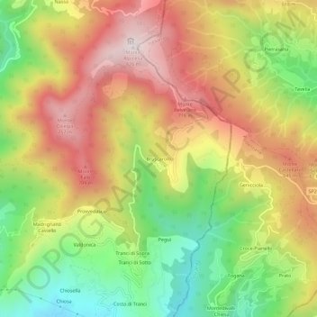 Topografische Karte Bruscarolo, Höhe, Relief