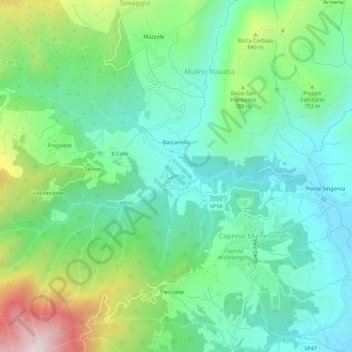 Topografische Karte Lama, Höhe, Relief