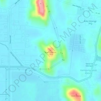 Topografische Karte Bukit Pelanduk, Höhe, Relief