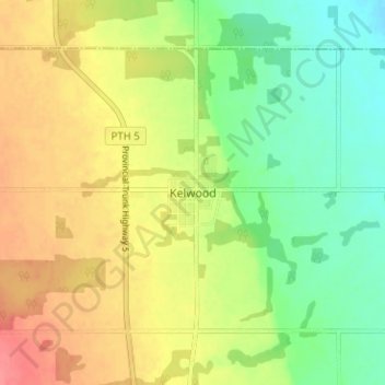 Topografische Karte Kelwood, Höhe, Relief