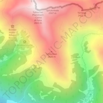 Topografische Karte Schlichten, Höhe, Relief