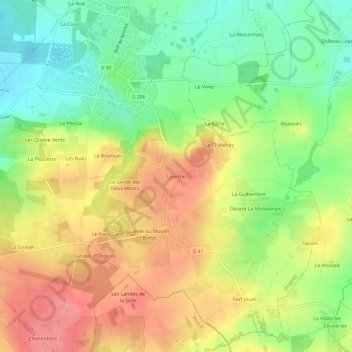 Topografische Karte Lourme, Höhe, Relief