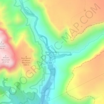 Topografische Karte Indian Gardens, Höhe, Relief