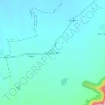 Topografische Karte Bahulkheda, Höhe, Relief