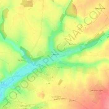Topografische Karte La Riblerie, Höhe, Relief