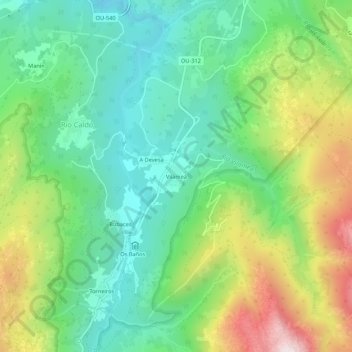 Topografische Karte Vilameá, Höhe, Relief