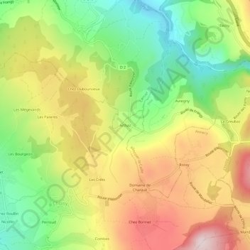 Topografische Karte Arthaz, Höhe, Relief