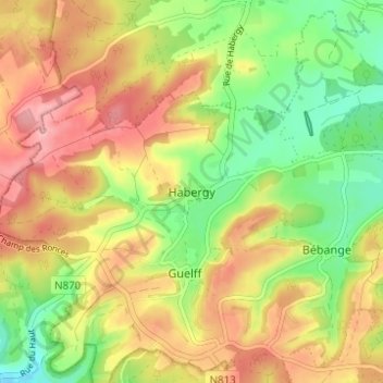 Topografische Karte Habergy, Höhe, Relief