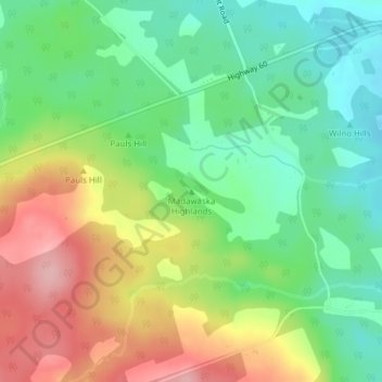 Topografische Karte Madawaska Highlands, Höhe, Relief