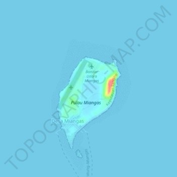 Topografische Karte Miangas, Höhe, Relief