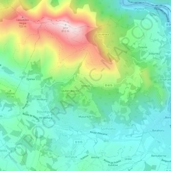 Topografische Karte Andola, Höhe, Relief