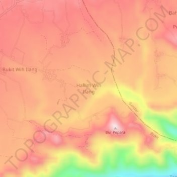 Topografische Karte Hakim Wih Ilang, Höhe, Relief