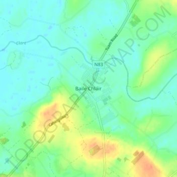 Topografische Karte Claregalway, Höhe, Relief