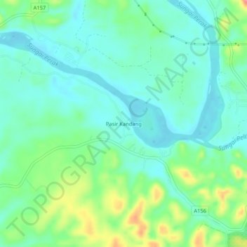 Topografische Karte Pasir Kandang, Höhe, Relief