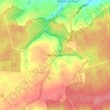 Topografische Karte Seloignes, Höhe, Relief