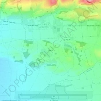 Topografische Karte Le Not, Höhe, Relief