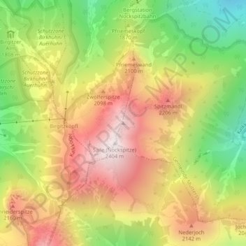 Topografische Karte Saile (Nockspitze) Vorgipfel, Höhe, Relief