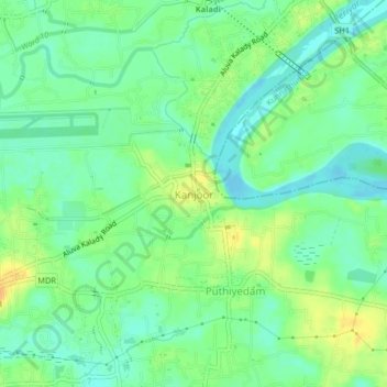 Topografische Karte Kanjoor, Höhe, Relief