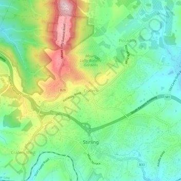 Topografische Karte Crafers, Höhe, Relief