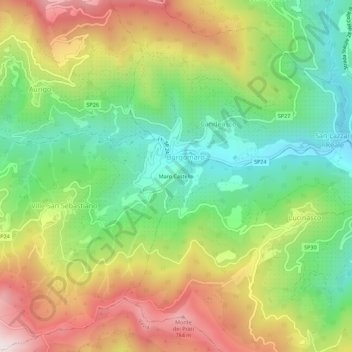 Topografische Karte Maro Castello, Höhe, Relief