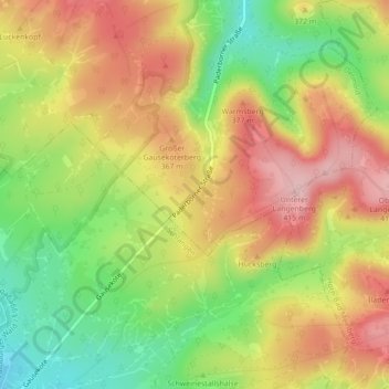 Topografische Karte Gauseköte, Höhe, Relief