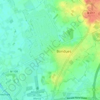 Topografische Karte Domaine de la Vigne, Höhe, Relief