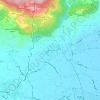 Topografische Karte Stevenà, Höhe, Relief