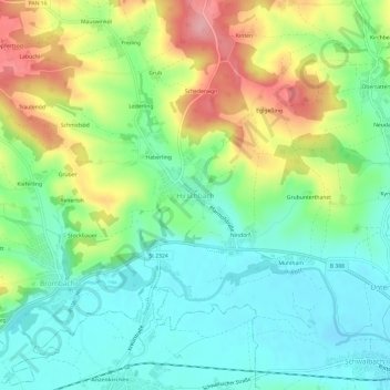 Topografische Karte Hirschbach, Höhe, Relief