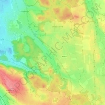 Topografische Karte Etting, Höhe, Relief