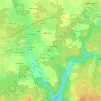 Topografische Karte Le Boulay, Höhe, Relief