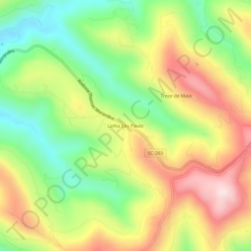 Topografische Karte Linha São Paulo, Höhe, Relief