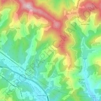 Topografische Karte Ichaso, Höhe, Relief