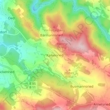 Topografische Karte Kaikenried, Höhe, Relief