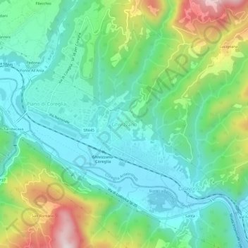Topografische Karte Ghivizzano, Höhe, Relief