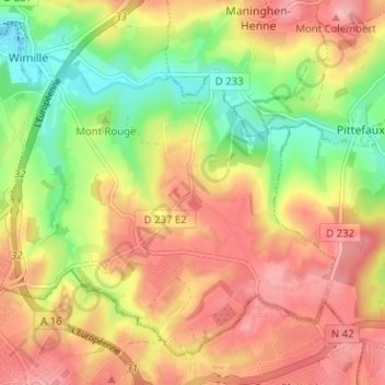 Topografische Karte Olincthun, Höhe, Relief
