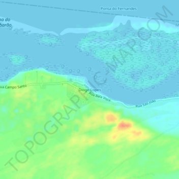 Topografische Karte Diogo Lopes, Höhe, Relief